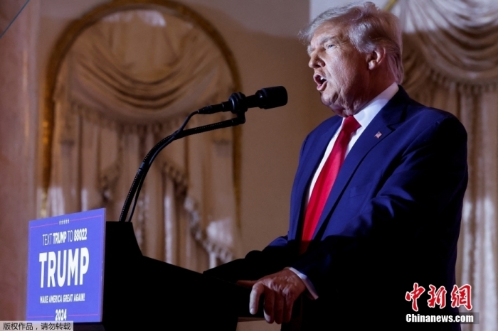 當(dāng)?shù)貢r(shí)間2022年11月15日，美國(guó)前總統(tǒng)特朗普在佛羅里達(dá)州海湖莊園發(fā)表演講，正式宣布將參加2024年美國(guó)總統(tǒng)大選。據(jù)美媒報(bào)道，特朗普已正式提交文件加入2024年總統(tǒng)競(jìng)選。這是特朗普第三次發(fā)起美國(guó)總統(tǒng)競(jìng)選活動(dòng)。