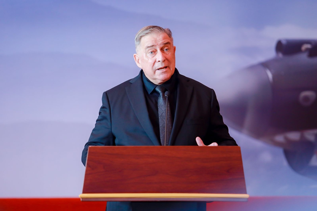 2023年10月30日，美中航空遺產(chǎn)基金會主席杰弗里·格林在中國人民抗日戰(zhàn)爭紀(jì)念館的活動中發(fā)表講話。中國人民對外友好協(xié)會供圖