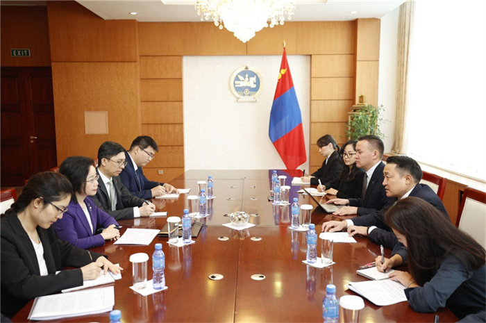 10月31日，中國(guó)駐蒙古國(guó)大使沈敏娟到任拜會(huì)蒙政府辦公廳主任兼蒙古人民黨總書(shū)記阿瑪爾巴伊斯格楞。中國(guó)駐蒙古使館供圖