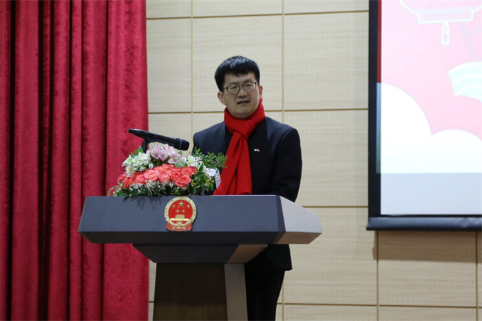 中國(guó)駐阿爾及利亞大使李健致辭。中國(guó)駐阿爾及利亞大使館供圖