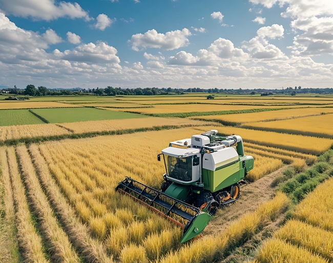 河南省信陽市羅山縣水稻種植戶抓住有利天氣搶收水稻。黃錢錢攝