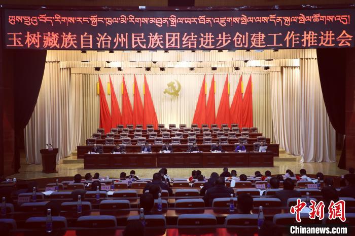圖為玉樹州民族團(tuán)結(jié)進(jìn)步創(chuàng)建工作推進(jìn)會(huì)現(xiàn)場?！『F龍 攝