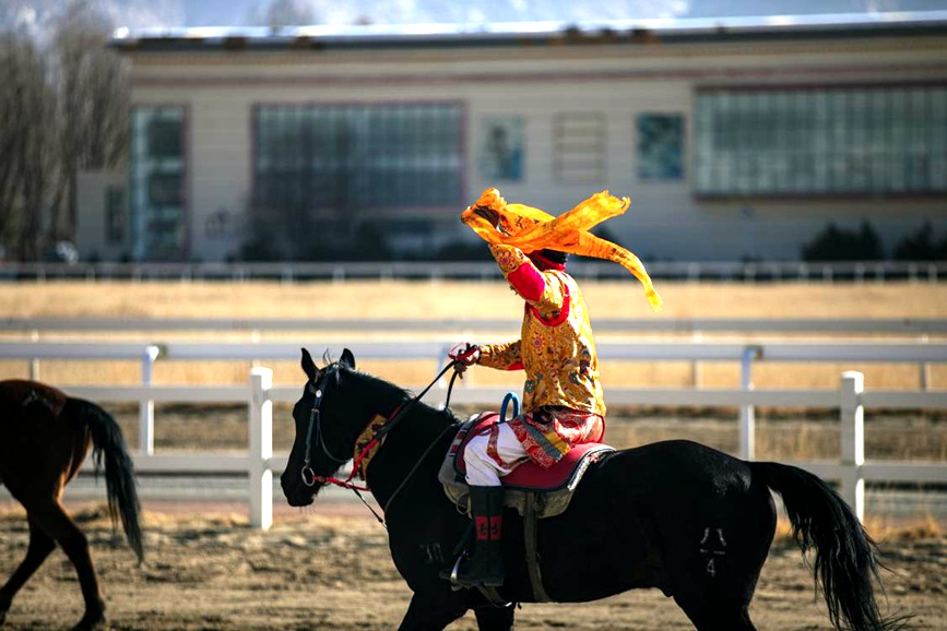 藏歷新年，精彩的馬術表演。張靜攝